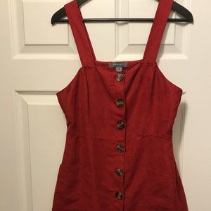 Short Red Button Up Suede Dress Size 6